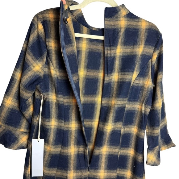 Lumiere Buffalo Plaid Printed Flare Dress Long Sleeve Size Medium Dark Academia - Picture 6 of 9